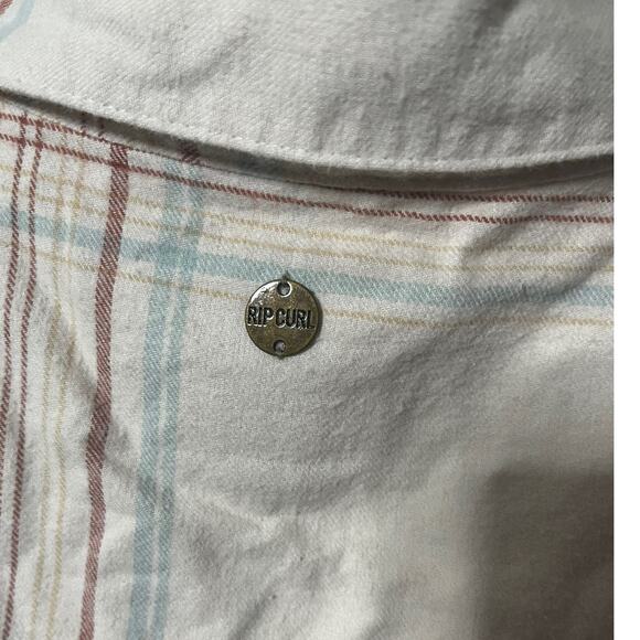 Rip Curl Women's Sayulita Flannel long sleeve shirt bone plaid Medium NWT - Picture 5 of 7